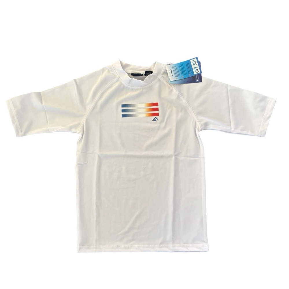 Kanu Boys Fiji Rashguard White Sz 14/16 50+ Sun Protection Surf Swim Beach